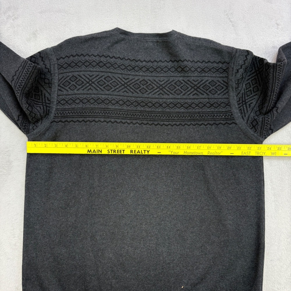 Eddie Bauer Sweater Mens XL Gray Fair Isle Geometric Knit Pullover Cotton Casual - Picture 7 of 10
